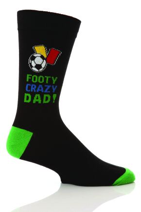 Mens 1 Pair SockShop Fathers Gift Novelty Socks In Gift Box - FOOTY CRAZY DAD!