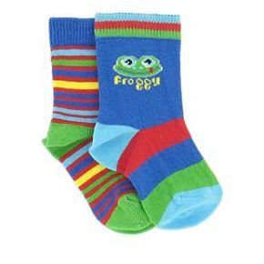 Baby Boys 2 Pair SockShop Frog Design And Striped Cotton Socks 35.5 Baby  Multi Coloured