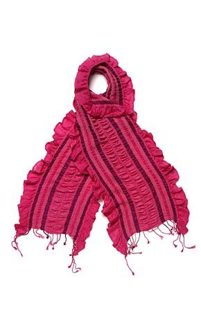 Ladies Bewitched Frilly Edge Fashion Scarf 25% OFF Fuchsia Mix