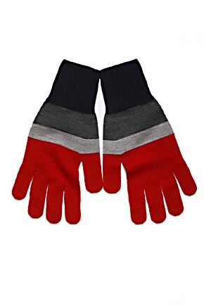 Mens John Smedley Chip Stripe Cuff 100% Merino Wool Gloves In 4 Colours Silver Small