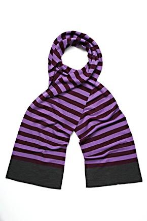 Ladies John Smedley Eunice Thin Stripe 100% Merino Wool Scarf In 4 Colours Silver