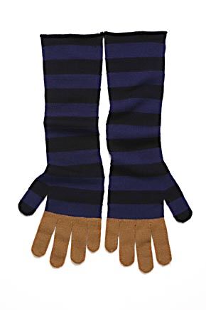 Ladies John Smedley Dusty 100% Merino Wool Stripe Gloves 25% OFF Midnight