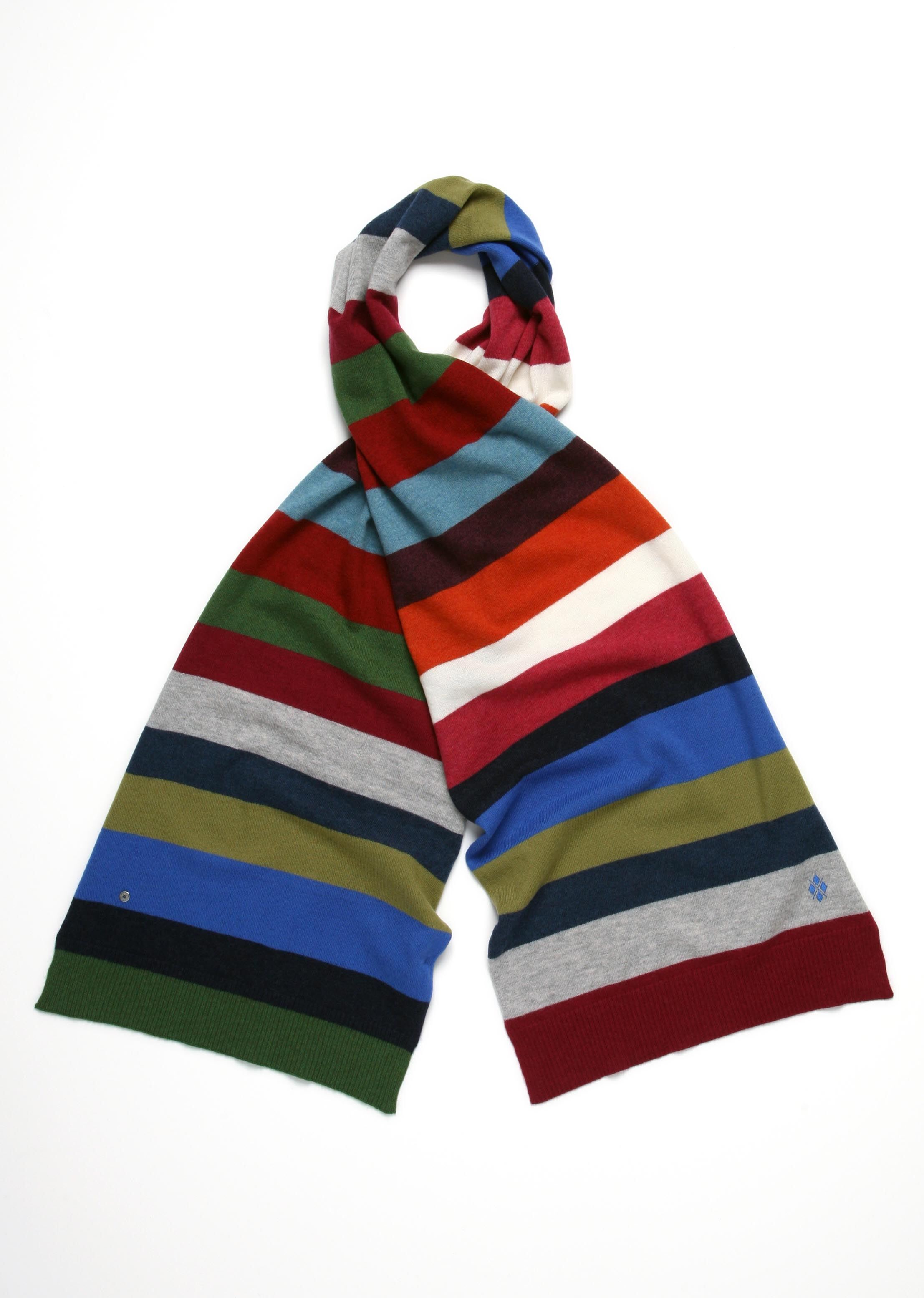 Mens Burlington 100% Lambswool Extrafine Striped Scarf In 4 Colours Green By Burlington