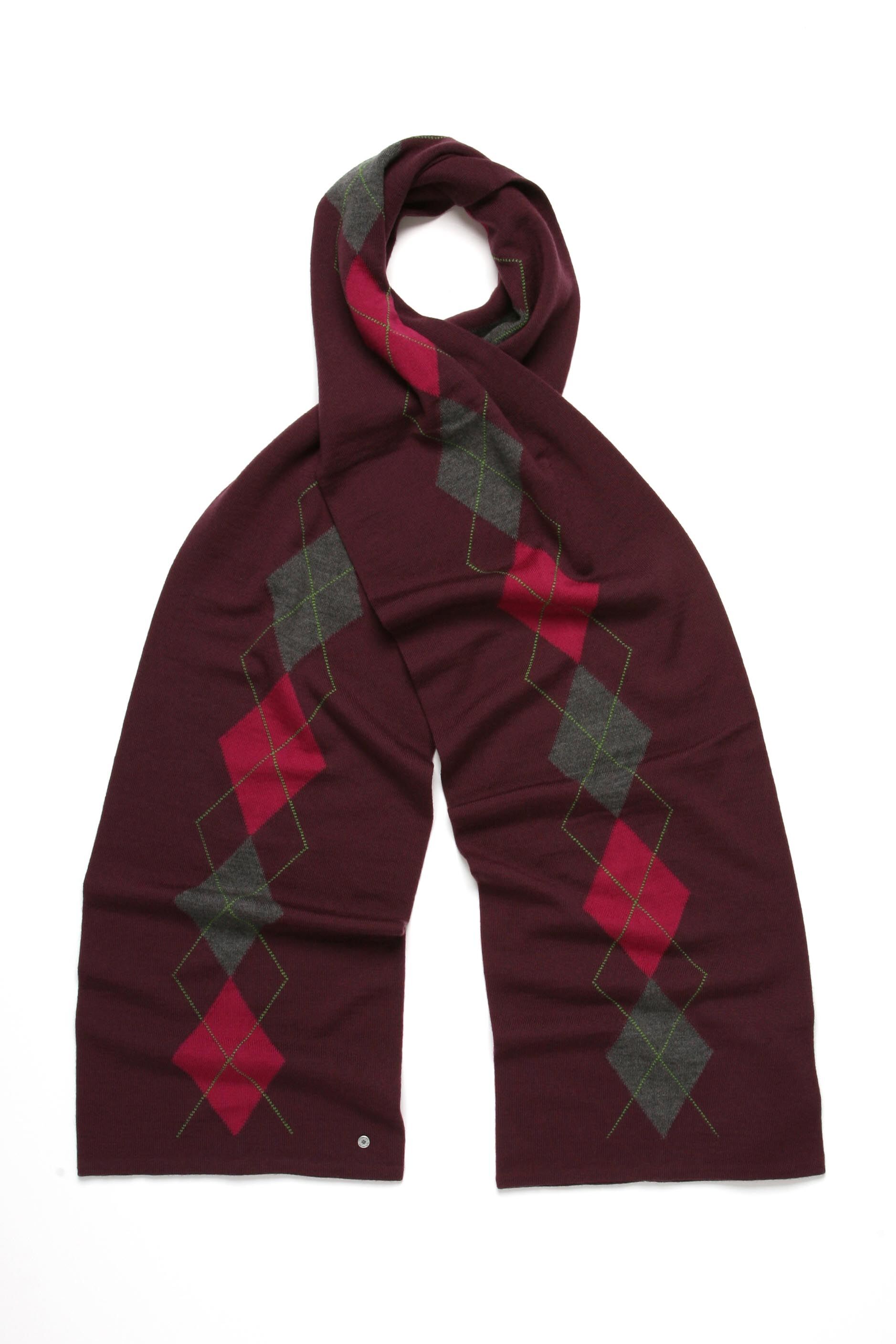 Mens Burlington 100% Virgin Wool Extrafine Argyle Scarf Purple By Burlington