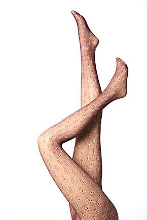 Ladies 1 Pair Elle Daisy Patterned Net Tights In 3 Colours Black
