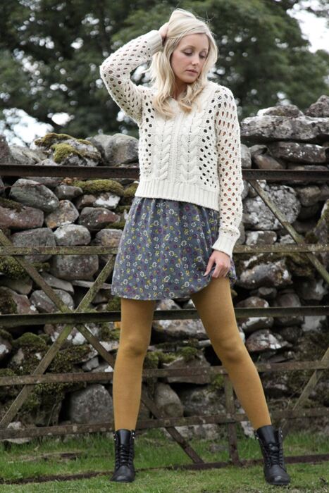 Ladies 1 Pair Elle Warm & Soft Winter Tights In 7 Colours Mustard SM