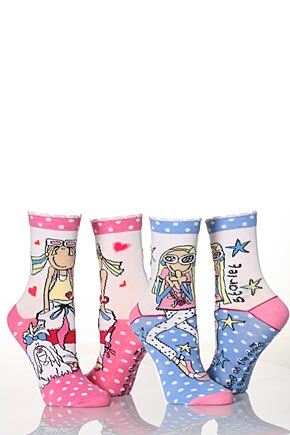 Girls 2 Pair Groovy Chick Indie Socks - Starlet White 6-8.5 Kids