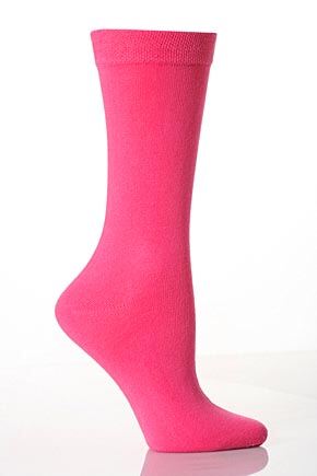 Girls 1 Pair SockShop Colours Outstanding Value Plain Rose Pink Cotton Socks Rose Pink