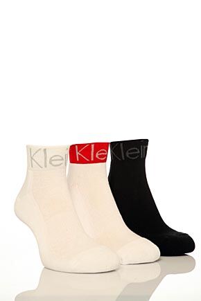 Mens 3 pair Calvin Klein Sports Ankle Socks In 3 Colours Black-Oxford-Black