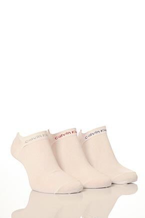 Mens 3 Pair Calvin Klein Coolmax Non Cushioned Trainer Liners In 2 Colours White