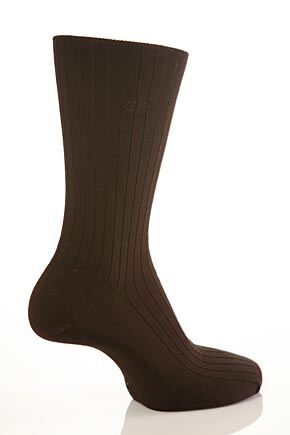 Mens 1 Pair Calvin Klein Signature Egyptian Cotton Fil d'Ecosse Ribbed Socks In 4 Colours Black