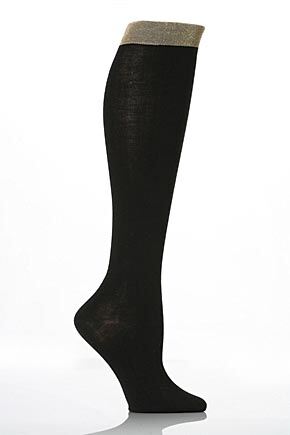 Ladies 1 Pair Elle Lurex Top Knee Highs In 3 Colours 25% OFF