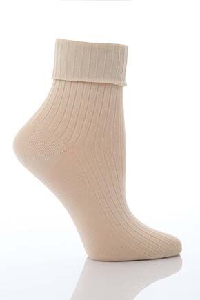 Ladies 1 Pair Levante Turn Over Cuff Ankle Socks In 4 Colours Leaf Green
