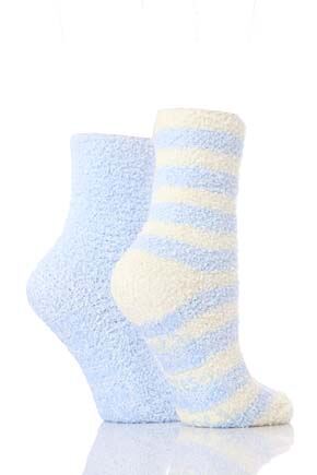 Ladies Totes Supersoft Stripe & Plain Socks Twin Pack In 3 Colours Pink