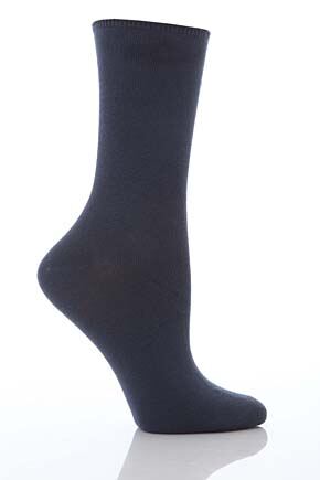 Ladies 1 Pair Levante Comfort Top Cotton Socks In 7 Colours City Blue