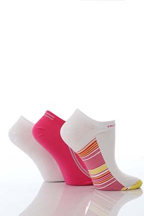 Ladies 3 Pair Calvin Klein Scooped Striped Trainer Liners With Light Cushioning In 3 Colours Ultra P