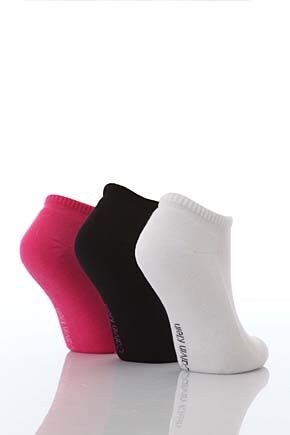 Ladies 3 Pair Calvin Klein Signature Mesh Trainer Liners In 6 Colours Naturals
