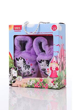 Girls 1 Pair Totes Tots Novelty Zebra Slippers