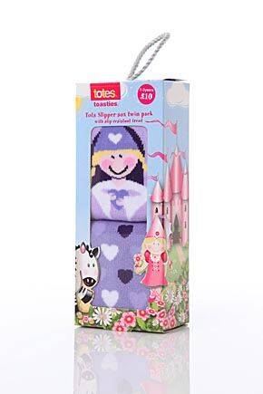 Girls 2 Pair Totes Tots Princess Slipper Socks