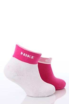 Girls 2 Pair Nike Baby Bootie Socks White & Pink M