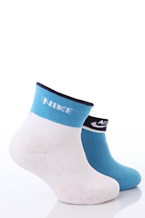 Boys 2 Pair Nike Baby Bootie Socks White & Blue M