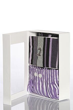Mens Pringle Sock And Boxer Gift Set 50% OFF Purple Small