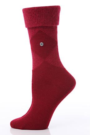 Ladies 1 Pair Burlington Tonal Argyle Angora Socks In 3 Colours Wine
