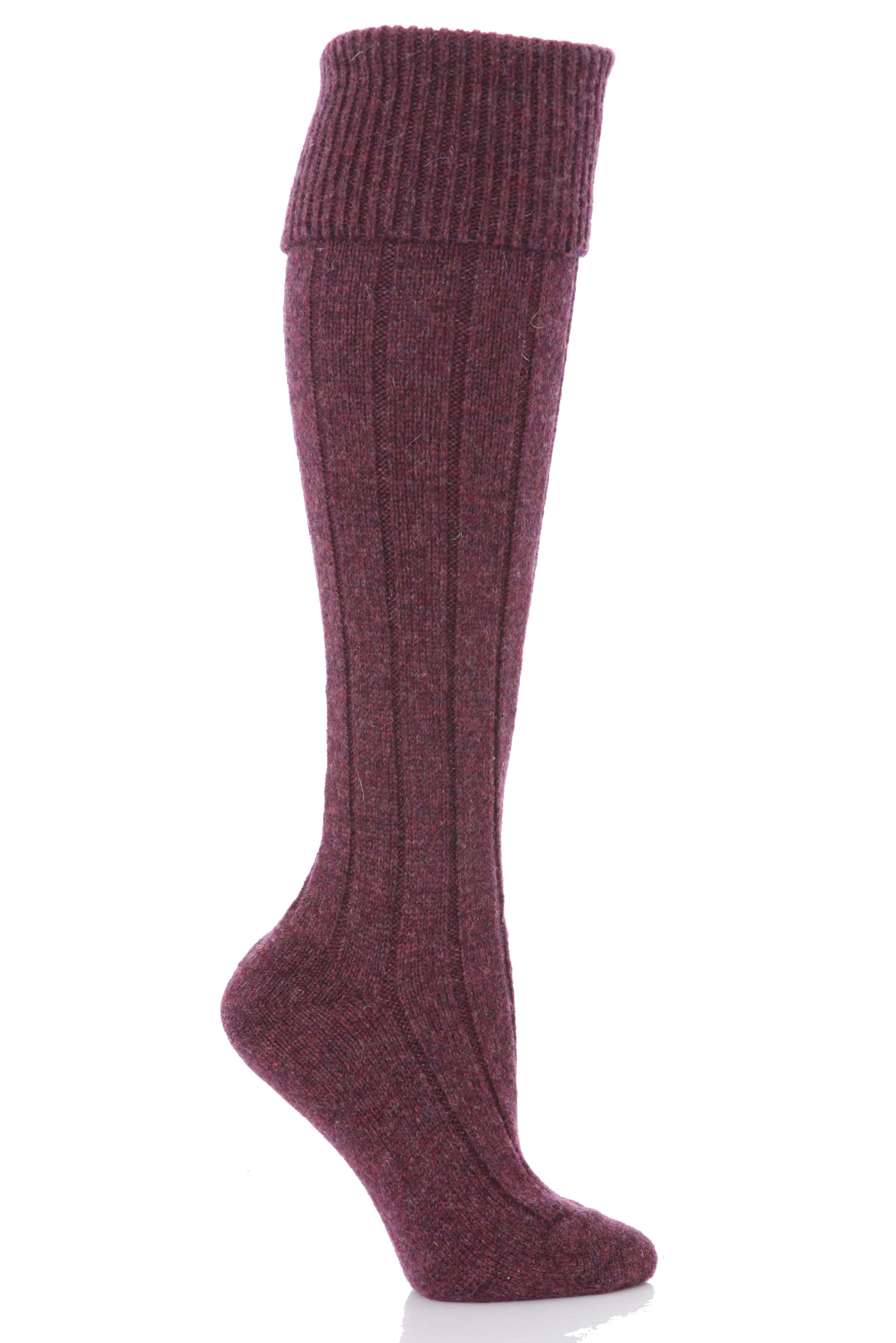 Ladies 1 Pair Scott Nichol Shetland Wool Rib Shooting Socks In 10 Colours