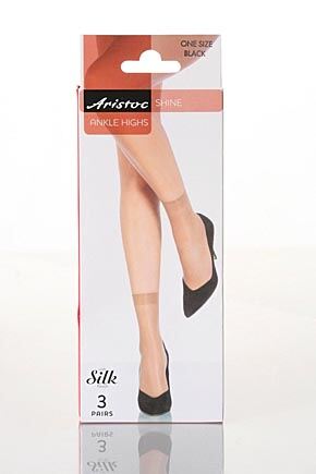 Ladies 3 Pair Aristoc 10 Denier Ultra Shine Ankle Highs 50% OFF Black