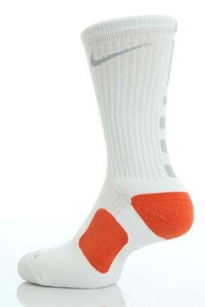 Mens & Ladies 1 Pair Nike Elite Cushioned Crew Basketball Socks White - Deep Orange S