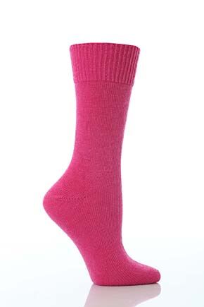Ladies 1 Pair Capricorn Lancashire Mohair Weekend Ankle Socks In 3 Colours Pink