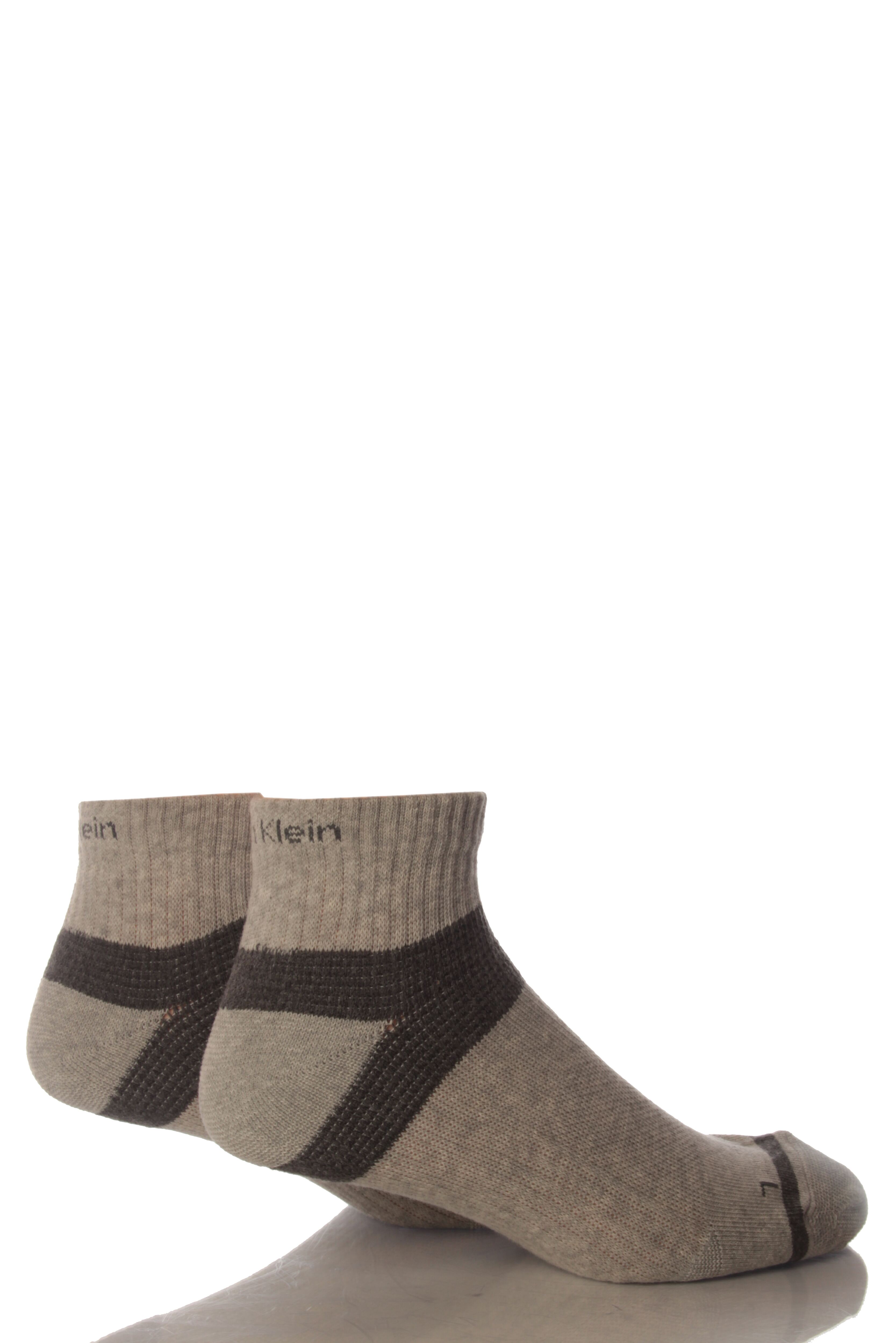 Mens 2 Pair Calvin Klein Quarter Length Ergonomic Sports Socks In 3