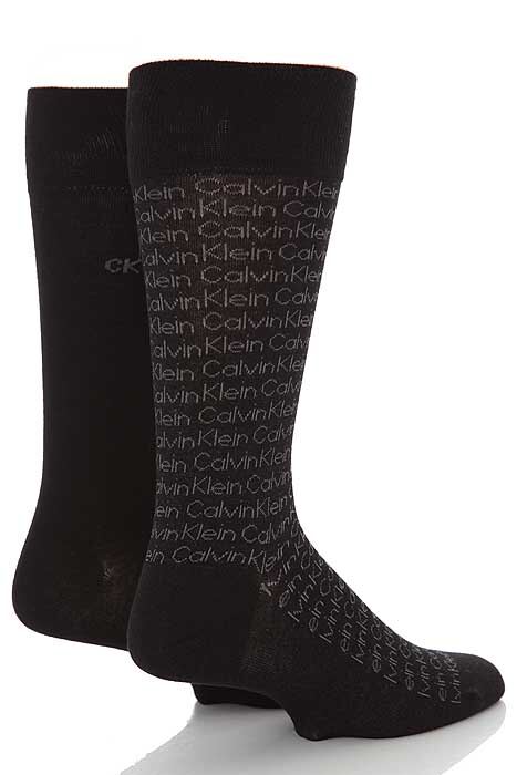 Mens 2 Pair Calvin Klein Casual All Over Socks In 3 Colours Charcoal