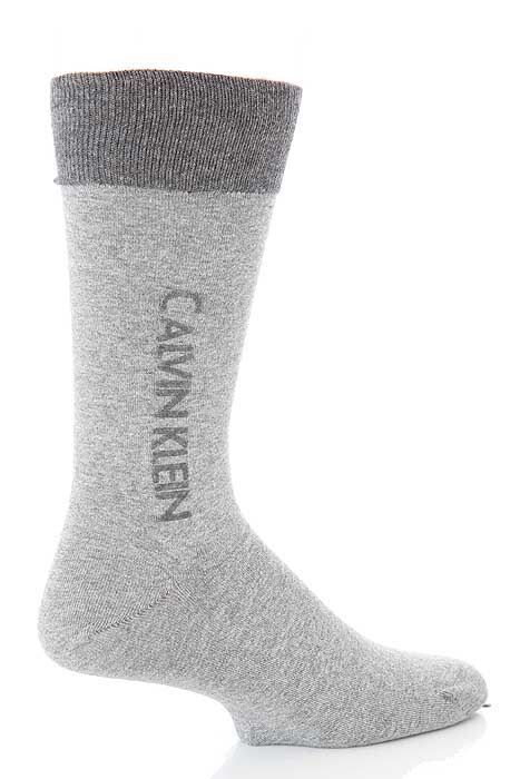 Mens 1 Pair Calvin Klein Contrast Cuff Logo Socks In 3 Colours Grey