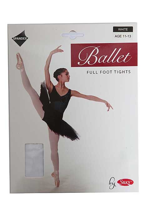 Girls 1 Pair Silky Ballet Foot Tights In 2 Colours White 7-9