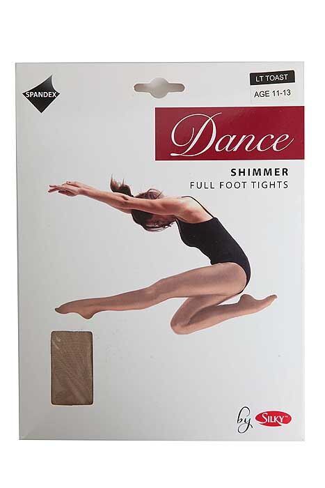 Girls 1 Pair Silky Dance Shimmer Full Foot Tights In 2 Colours Toast 9-11