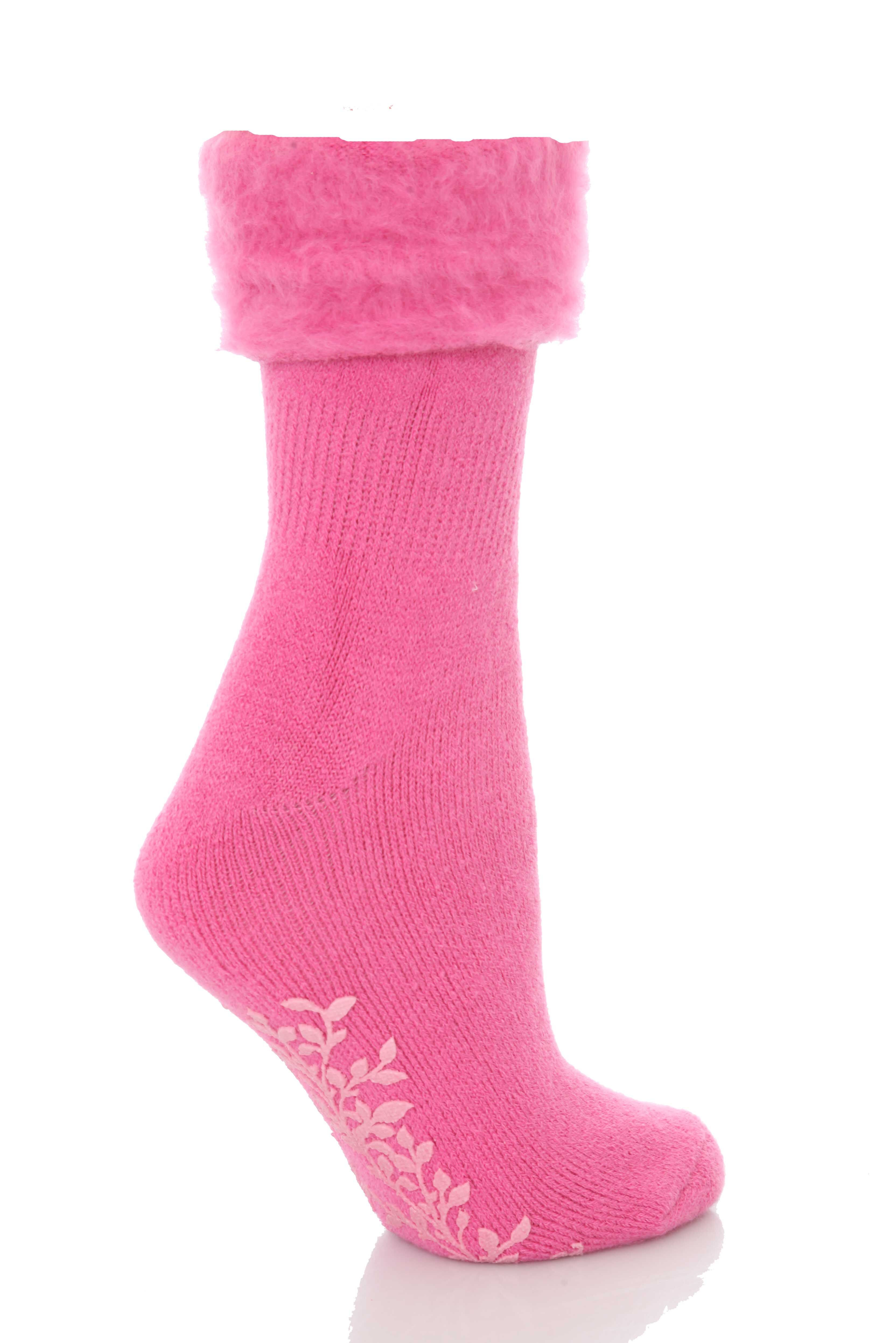 Ladies 1 Pair Elle Cashmere Like Slipper Socks In 4 Colours Rosebud
