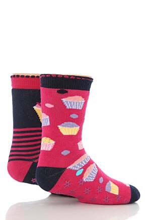 Girls 2 Pair Totes Cupcake Toasties In 2 Colours Cupcake Pink 7-10