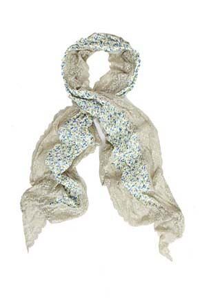 Ladies Kikiyo Floral Lace Scarf In 4 Colours Blue