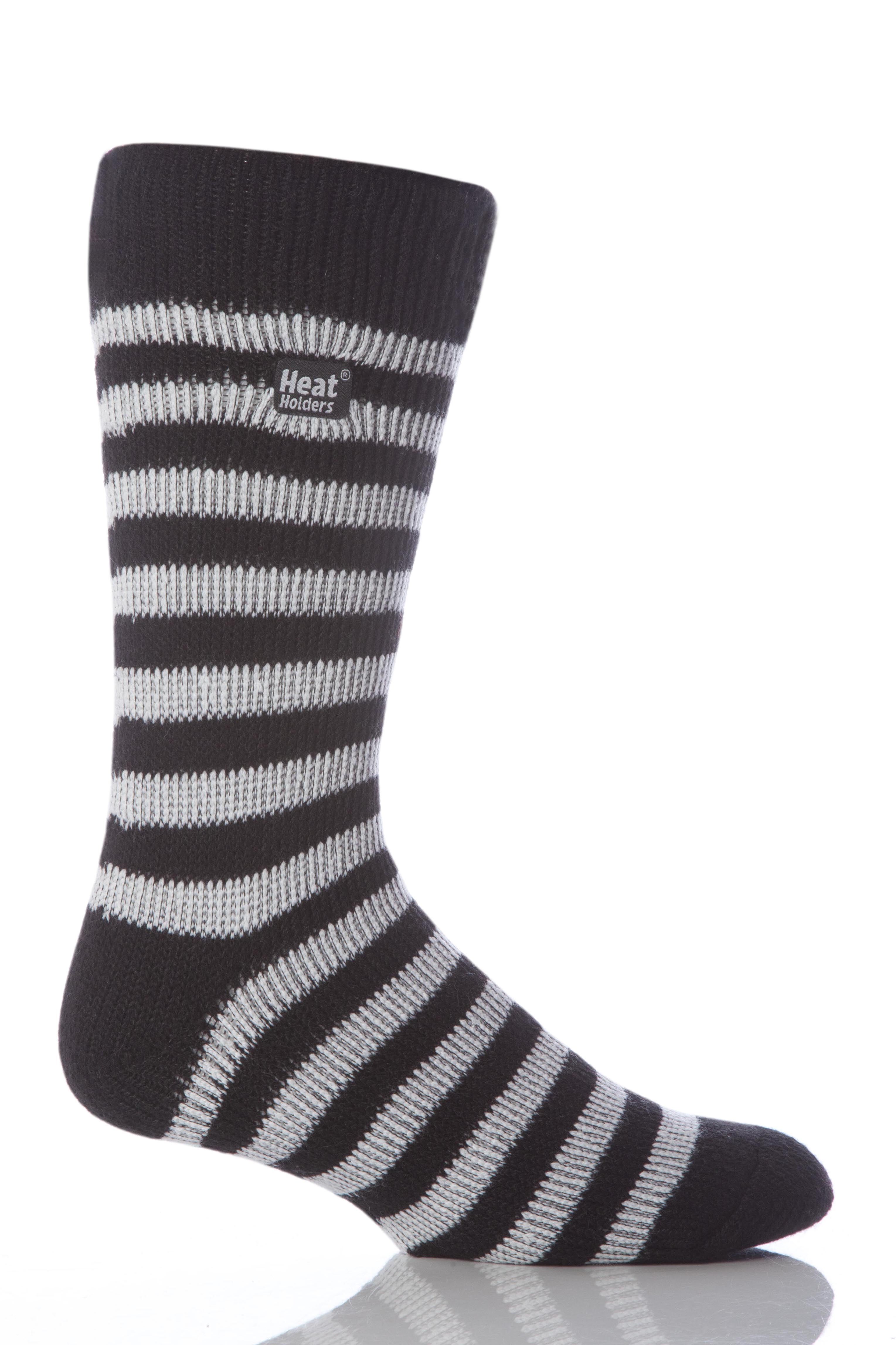 Mens 1 Pair Heat Holders For Football Fans Socks In Black & White Black