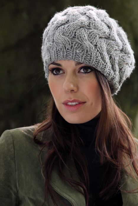 Ladies SockShop Willow Hand Knit Weave Style Beret In 2 Colours Purple