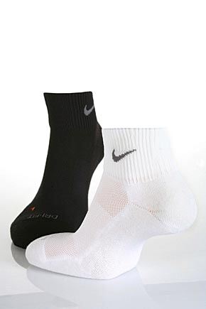 Mens & Ladies 2 Pair Nike Dri-Fit Cushioned Running Quarter Socks In 2 Colours White