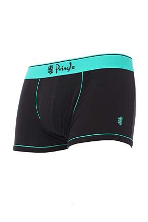 Mens 1 Pack Pringle Black Fashion Trunks Green With Contrast Waistband & Binding Green XL