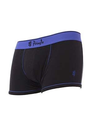 Mens 1 Pack Pringle Black Fashion Trunks Cobalt Blue With Contrast Waistband & Binding Cobalt Bl