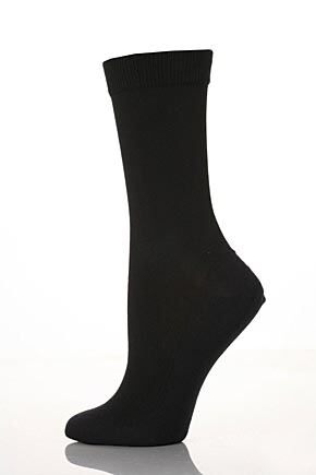 Ladies 1 Pair Falke Ergonomic Comfort System Classic Cotton Socks In 3 Colours Navy Blue