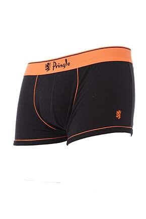 Mens 1 Pack Pringle Black Fashion Trunks Orange With Contrast Waistband & Binding Orange M