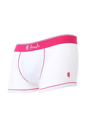 Mens 1 Pack Pringle White Fashion Trunks With Hot Pink Contrast Waistband & Binding Hot Pink XL