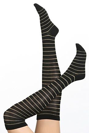 Ladies 1 Pair Elle Lurex Stripe Over The Knees In 3 Colours 25% OFF Cappuccino 7-11