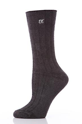 Ladies 1 Pair Calvin Klein Velvet Chenille Wide Ribbed Socks 25% OFF Black