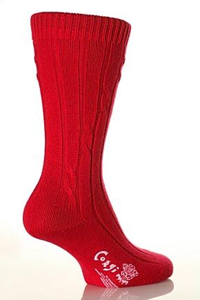 Ladies 1 Pair Corgi 100% Cashmere Cable Knit Leisure Socks In Berry 25% OFF